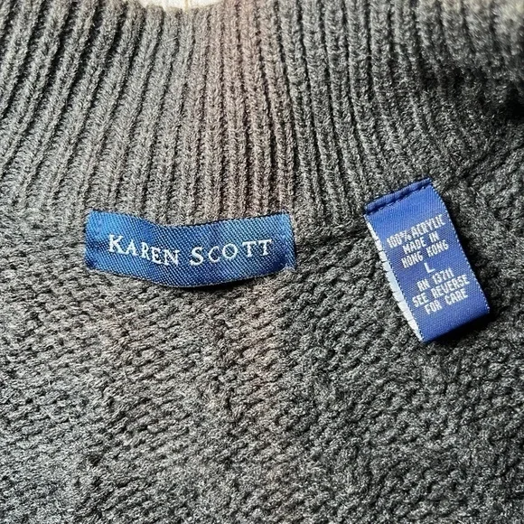 Gray Knitted Sweater Zipper Up by Karen Scott - Picture 12 of 12